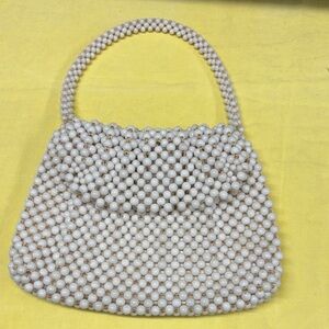 Elegant Cream Beaded Handbag vintage